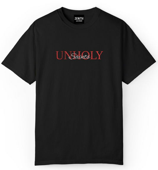 “UNHOLY SAINTS” Zenith Embroidered T-Shirt